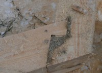 Утепленная сцепка бруса 150x150 на первом этаже дома