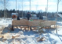 Возведение стен первого этажа брусового дома 7x8