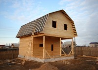 Двухэтажный дом из бруса на кирпичном фундаменте