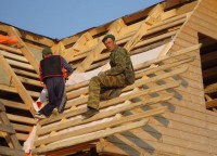 Обрешетка после процесса установки изоляции