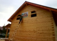 Торцевая сторона брусового дома 9x9