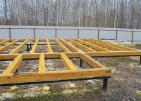 Половые балки на свайно-винтовом фундаменте брусового дома 6x8