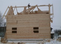 Монтаж стропильной системы дома 8x8